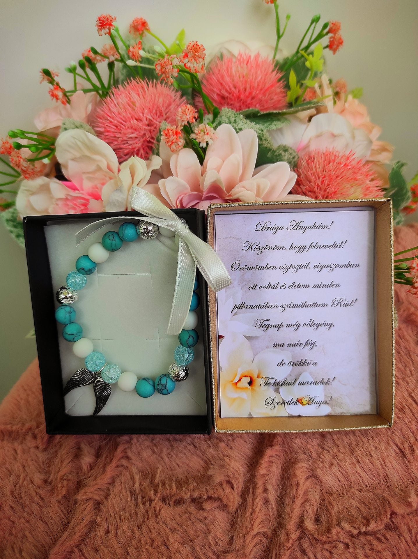 Angyalos türkiz karkötő örömanya